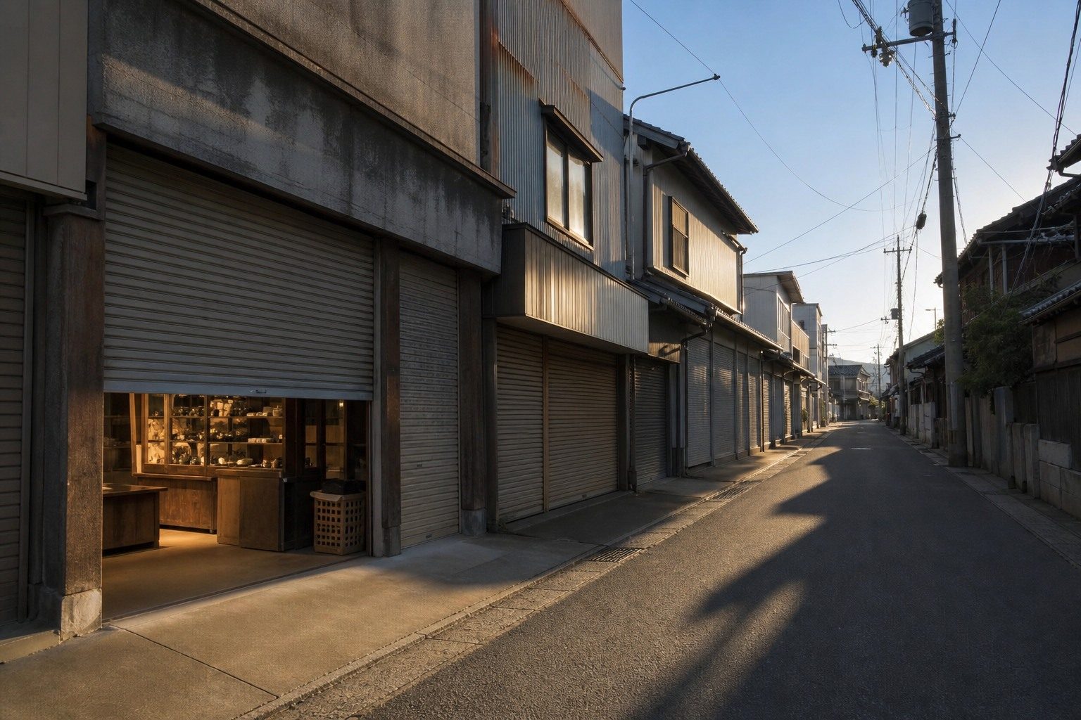 朝の備前の商店街